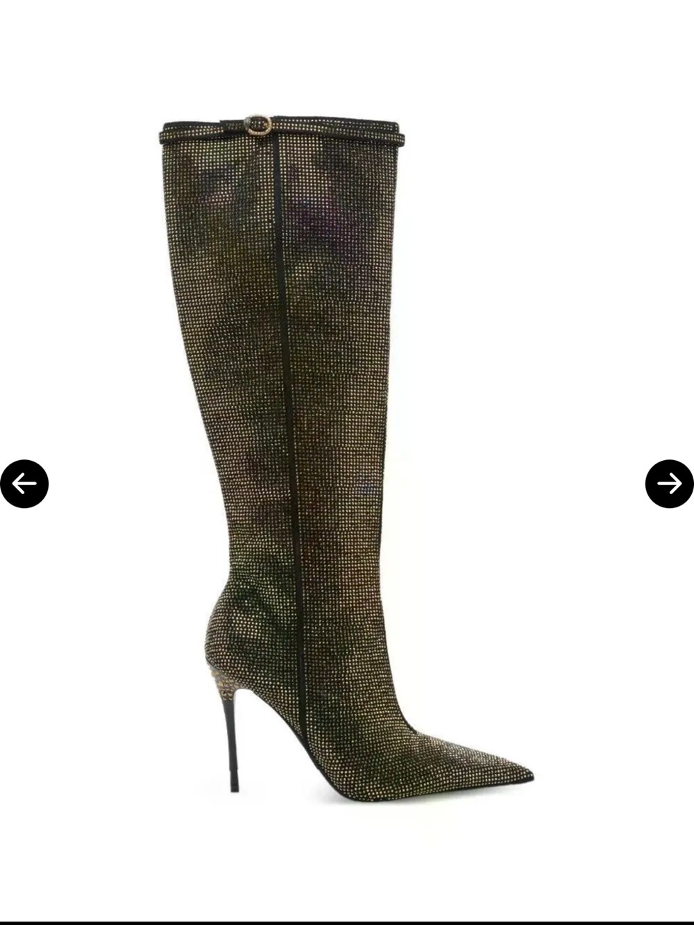 NWTKurt Geiger Knee-High Crystal-Embellished Pointed Stiletto Boot - Gold Sz 38
